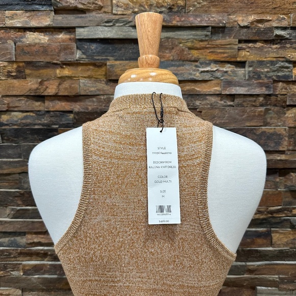 Veronica Beard - Gold Multicolor Knit Dress W/ Asymmetrical Hem Sz M - Picture 8 of 11